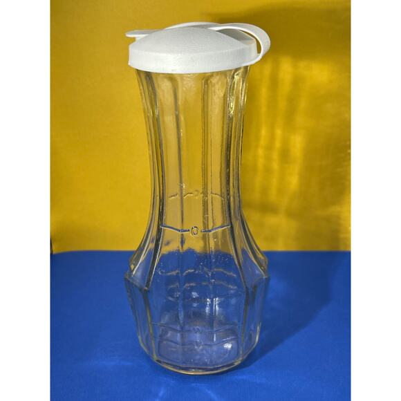 Good Seasons Salad Dressing Cruet Carafe Bottle Embossed Glass White Lid VTG - Picture 1 of 6